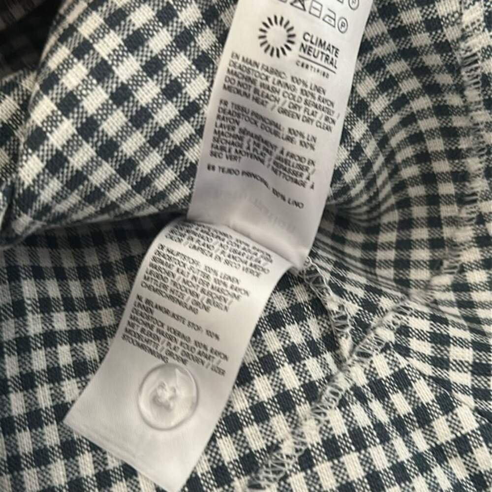 NEW Reformation Balia Midi Linen Dress in  Slate Check Plaid Navy White | size 4 - Picture 13 of 16